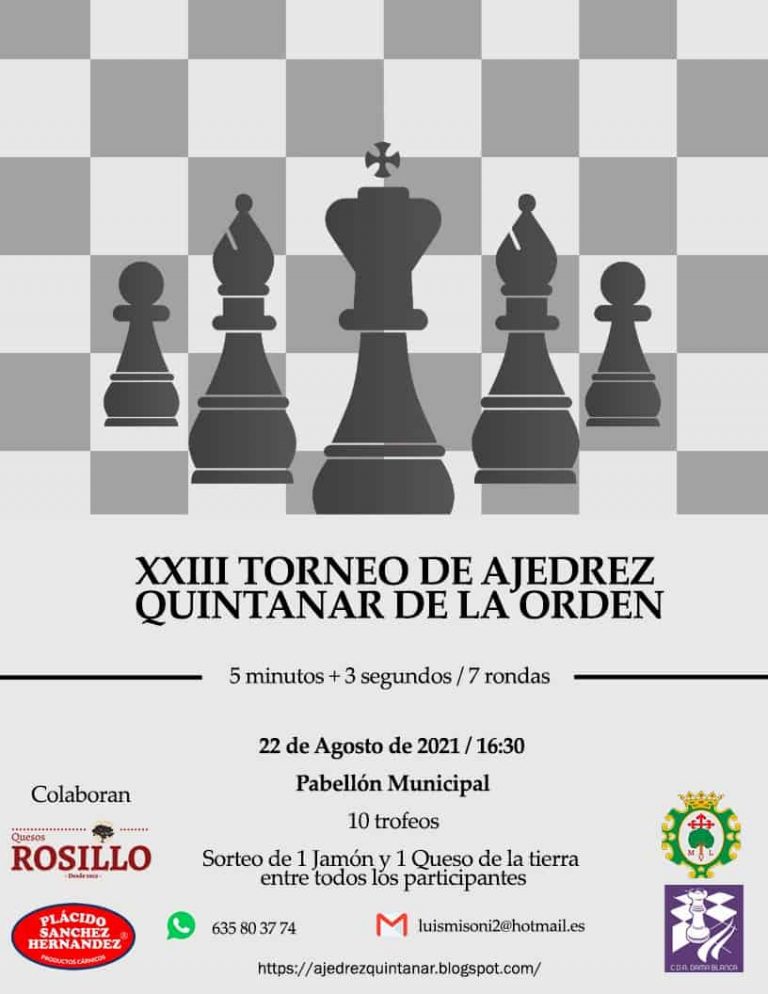 Quintanar celebrará el XXIII Torneo de Ajedrez el próximo 22 de agosto