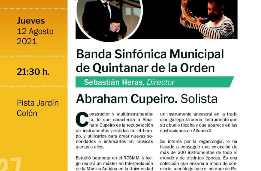Abraham Cupeiro y la Banda Sinfónica Municipal harán el cierre del Festival de Música